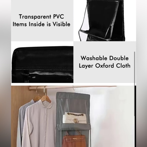 2 pack 8 Pocket Bag Organizer With Hanger Black - Picture 7 of 17